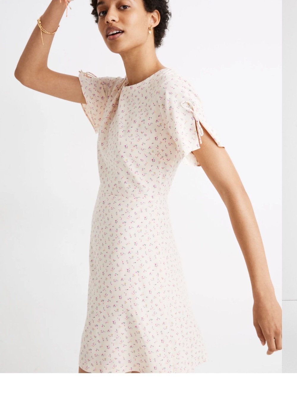 Madewell Tie-Sleeve Retro Dress Dutch Dandelions Floral Size 0 Mini Dress - Picture 14 of 16